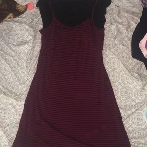 Black and Red Stripped Tee Shirt Dress